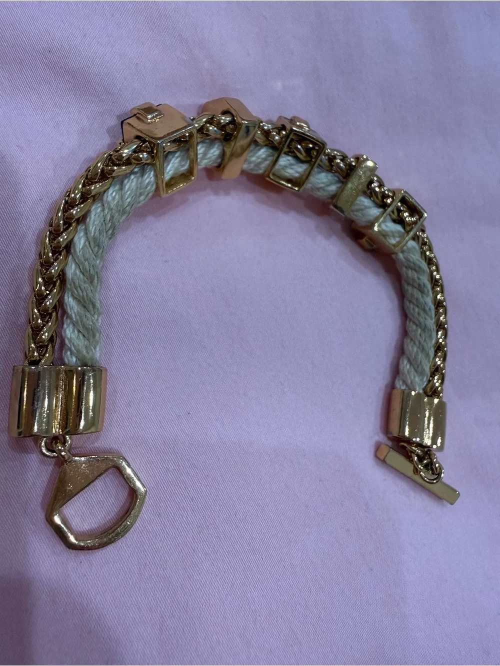 Gold Rope Bracelet with Brown and Amber Stones
